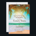 Convite Beach Palms Summer Sweet 16 Party<br><div class="desc">Estes convites têm palmas na praia. Este convite é facilmente personalizado para o seu evento simplesmente adicionando os seus detalhes.</div>