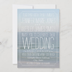 Convite Beach Photo Modern Wedding