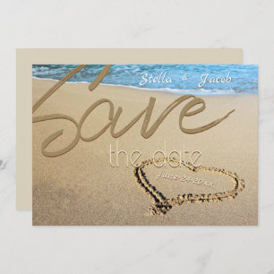 Convite Beach Sand Heart Bold Salvar a Data