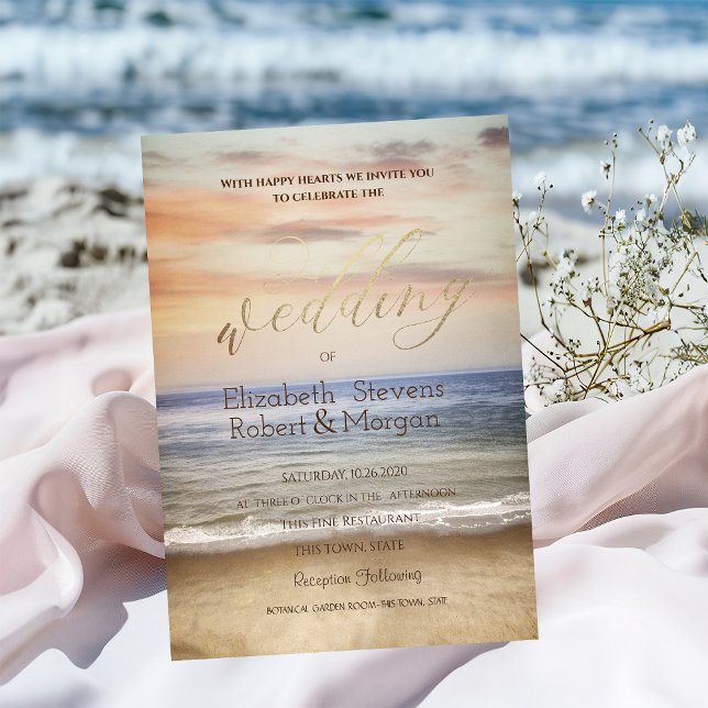 Convite Beach Sand Sky Wedding (Criador carregado)