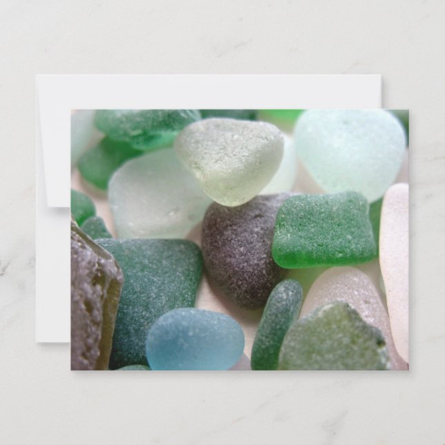 Convite Beach Sea Glass Guarda o aviso de data (Frente)