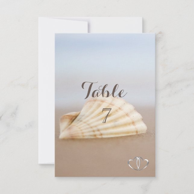 Convite Beach Seashell, Hearts Mesa Card (Frente)