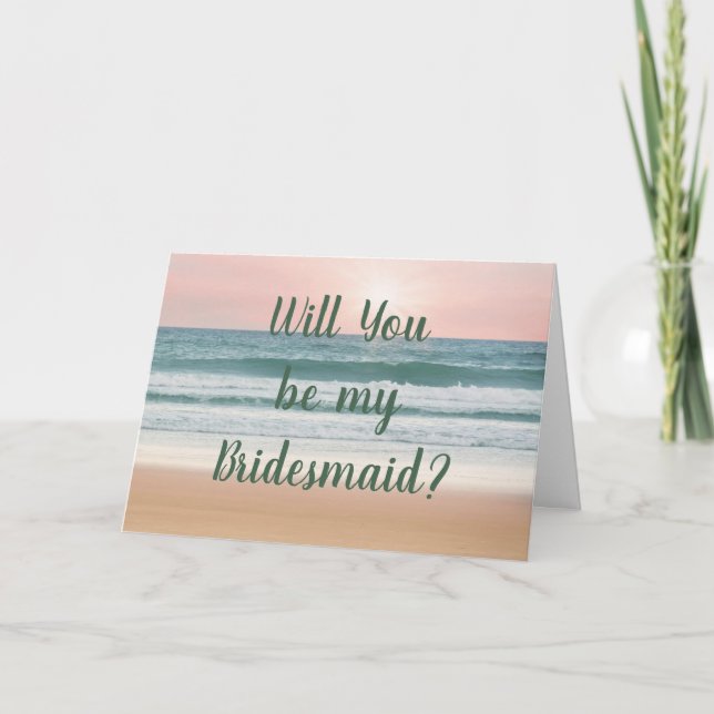 Convite Beach Sun Wedding Will You Be My Bridesmaid Cards (Frente)