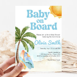 Convite Beach Surf Baby on Board Baby Shower