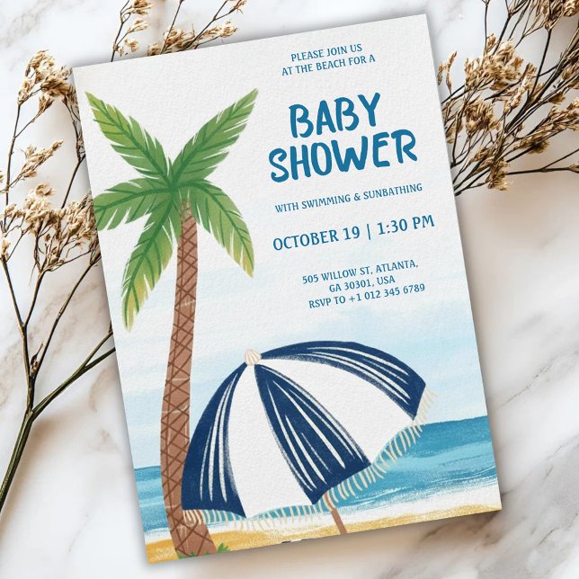 Convite Beach-themed baby shower Invitation (Criador carregado)