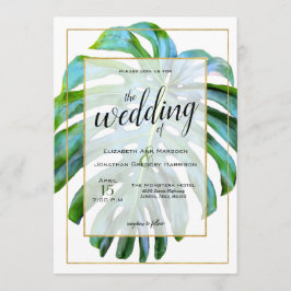 Convite Beach Tropical Hawaii Leaf Photo Greenery Weding
