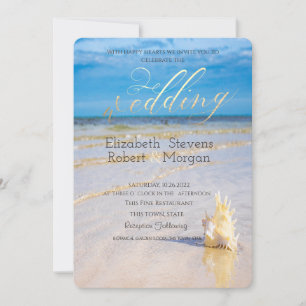 Convite Beach Waves Seashell Wedding