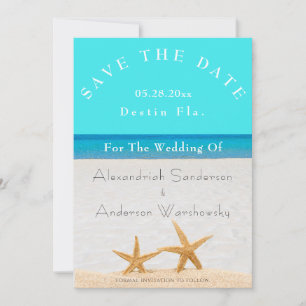 Convite Beach Wedding 2 Starfish em areia Salvar Data Inv
