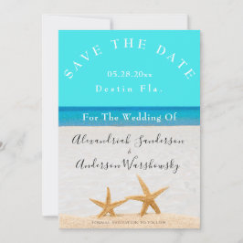Convite Beach Wedding 2 Starfish em areia Salvar Data Inv