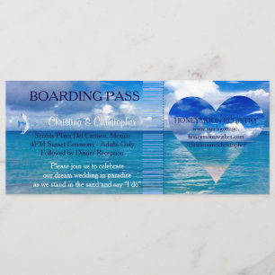 Convite Beach Wedding   Bilhete de Embarque - Destino