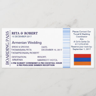 Convite Beach Wedding   Bilhete de Embarque - Destino