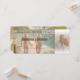 Convite Beach Wedding Boarding Pass Romantic Beach