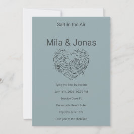 Convite Beach Wedding Invitation Coastal Boho Waves