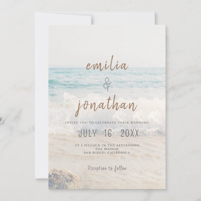 Convite Beach Wedding Invitation Seaside/Oceanside Wedding (Frente)