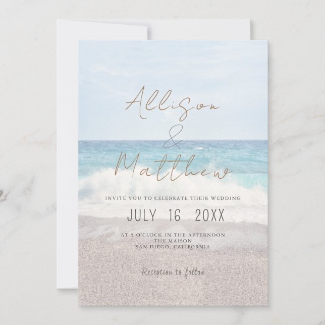 Convite Beach Wedding Invitation Seaside/Oceanside Wedding (Frente)
