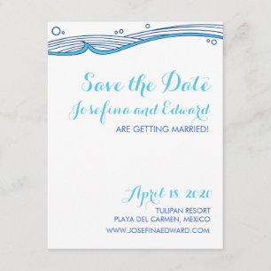 Convite Beach Wedding Ocean Waves salva a data