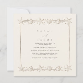 Convite Beach Wedding Sand Seashell