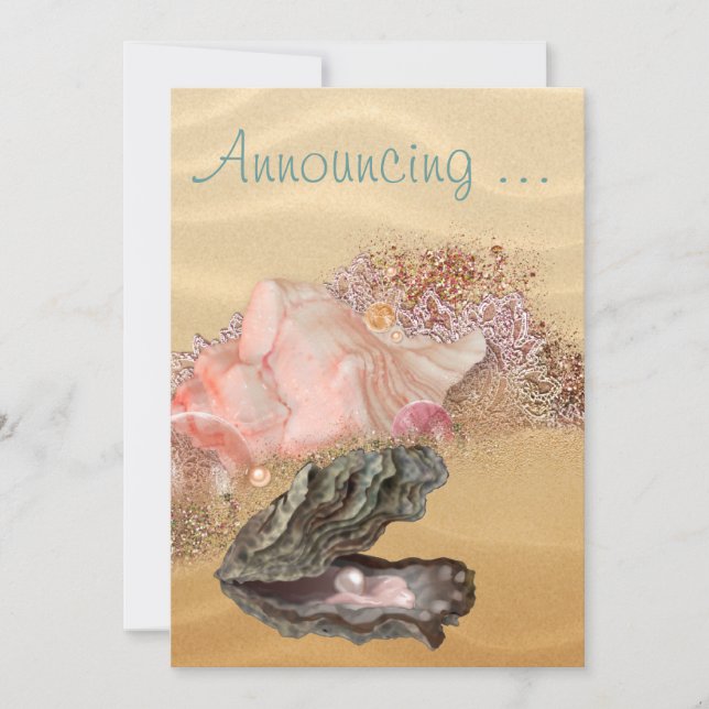 Convite Beach Wedding Sandy Shore (Frente)