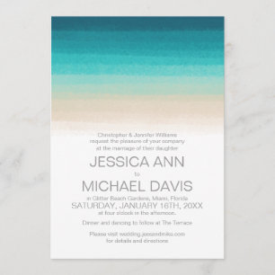 Convite Beach Wedding Watercolor Ombre Modern