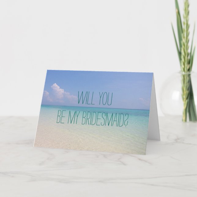 Convite Beach Wedding Will You Be My Bridesmaid Cards (Frente)