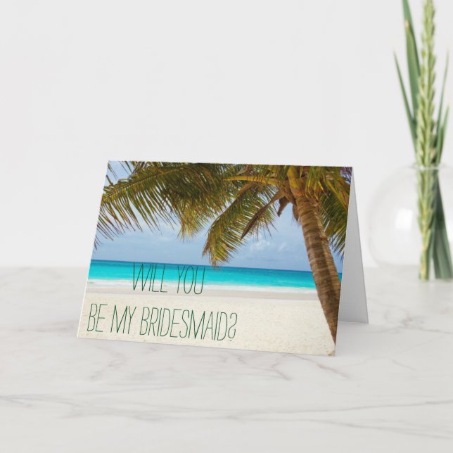 Convite Beach Wedding Will You Be My Bridesmaid Cards (Frente)