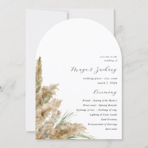Convite Beachy Boho Pampas Grass Program Arch