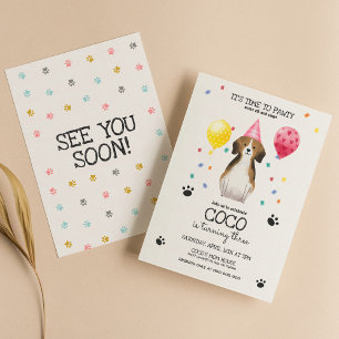 Convite Beagle Deixa Cachorro Pawty, Hoje Convide Rosa