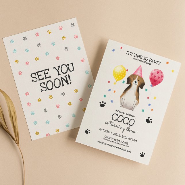 Convite Beagle Deixa Cachorro Pawy Cachorro Puppy Noite Ro (Criador carregado)