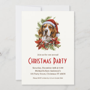 Convite Beagle em uma festa de Natal de Pet Cachorro de Pa