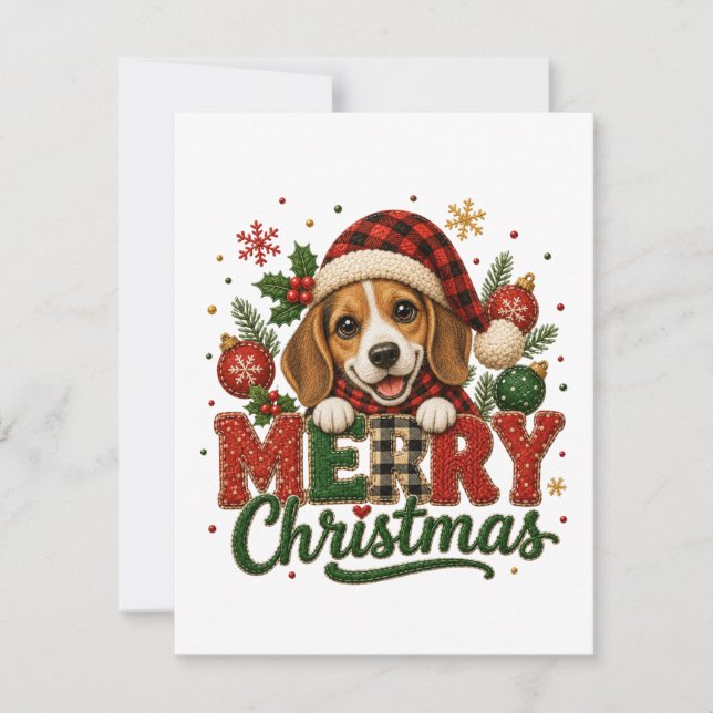 Convite Beagle Fofo Feliz Natal (Frente)