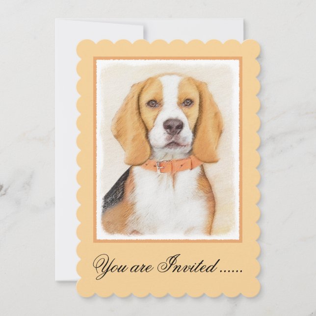Convite Beagle Hound Dog Painting Original Animal Art (Frente)