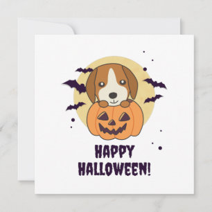 Convite Beagle No Abóbora Cachorros Doces Feliz Halloween