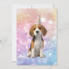 Convite Beagle Sparkly Birthday