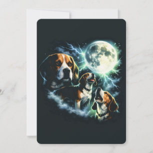 Convite Beagle Uivando à Lua – Cachorro de Caça Noturno