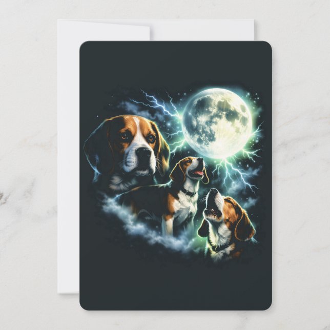 Convite Beagle Uivando à Lua – Cachorro de Caça Noturno (Frente)
