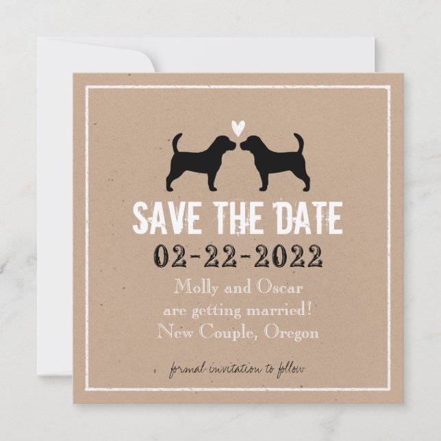 Convite Beagles Wedding Save the Date (Frente)