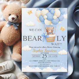 Convite Bear Baby Shower for Boy | We Can Bearly wait