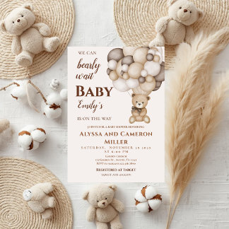 Convite Bear Baby Shower Girl Invitation