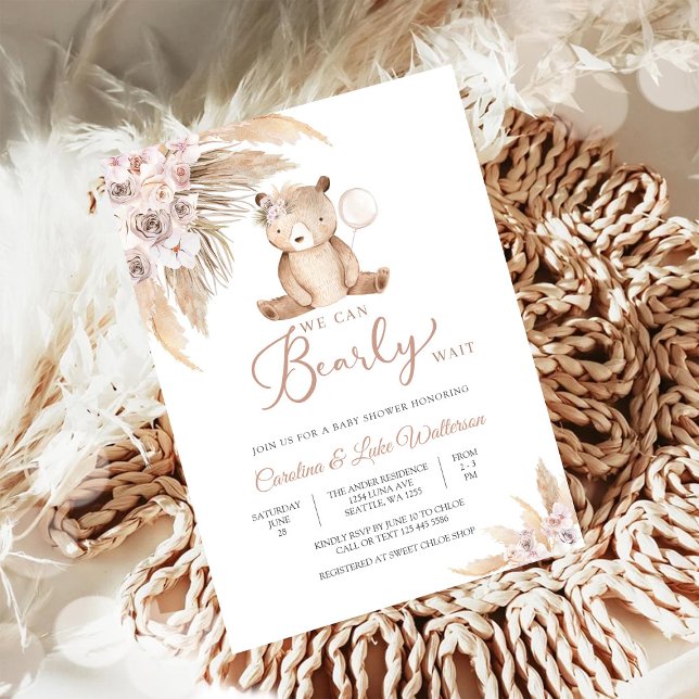 Convite Bear Baby Shower Invitation (Criador carregado)