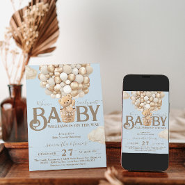 Convite Bear Balões Esperam Chá