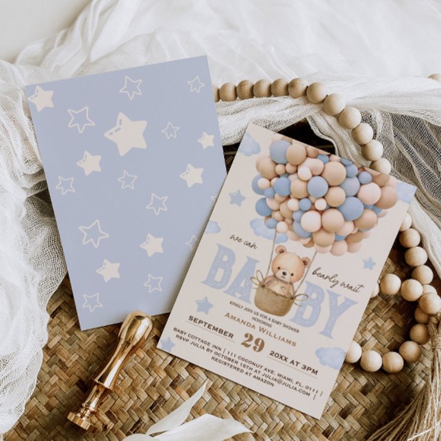 Convite Bear Balões Esperam Chá (Criador carregado)