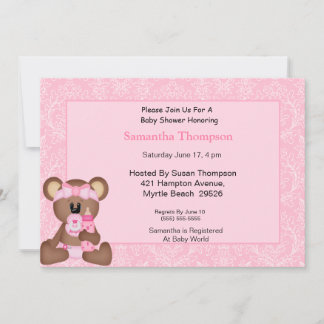 Convite Bear Bear Shower Invtions (Rosa)