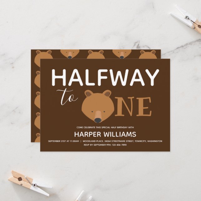Convite Bear Brown Seis Meses Bebê Semestre Nascimento (Frente/Verso In Situ)