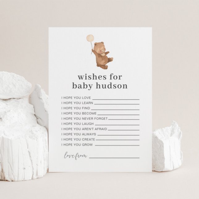 Convite Bear Cream Balão Deseja Bebê (Criador carregado)