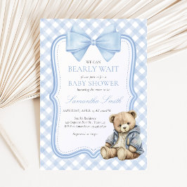 Convite Bearly Wait Elegant Bear Baby Shower