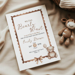 Convite Bearly Wait Neutral Teddy Baby Shower Invitation