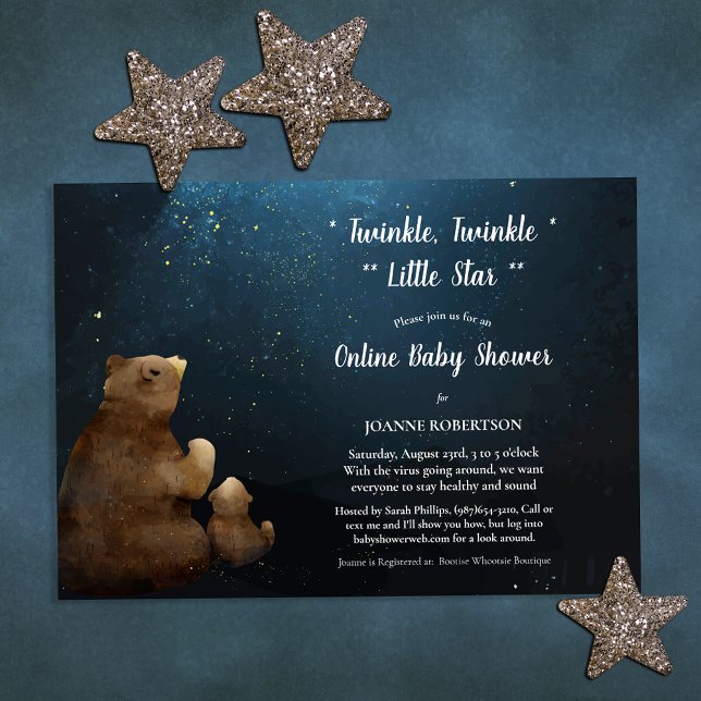 Convite Bears Twinkle Twinkle Little Star Chá de fraldas (Criador carregado)