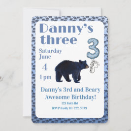 Convite Beary Awesome 3rd Birthday Invitation