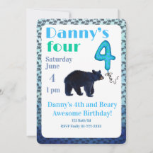 Beary Awesome 4th Birthday Invitation