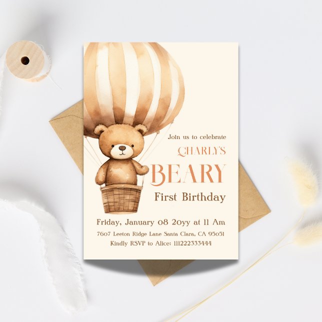 Convite Beary Beary First primeiro aniversario (Criador carregado)